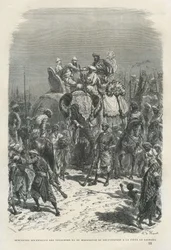 Visitors encounter the Maharajah of Chutterpore, at Kajraha [Khajuraho]